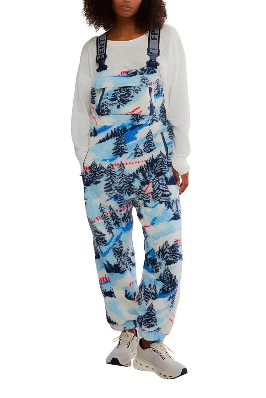 Free People Movement Hit The Slopes Alpine Sherpa Fleece Overalls Size S NWT